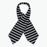 Black with White Silk Men Ascot — Crossed full-length layout