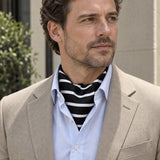 Black with White Silk Men Ascot — Beige · open collar detail