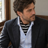 Black with White Silk Men Ascot — Window light portrait
