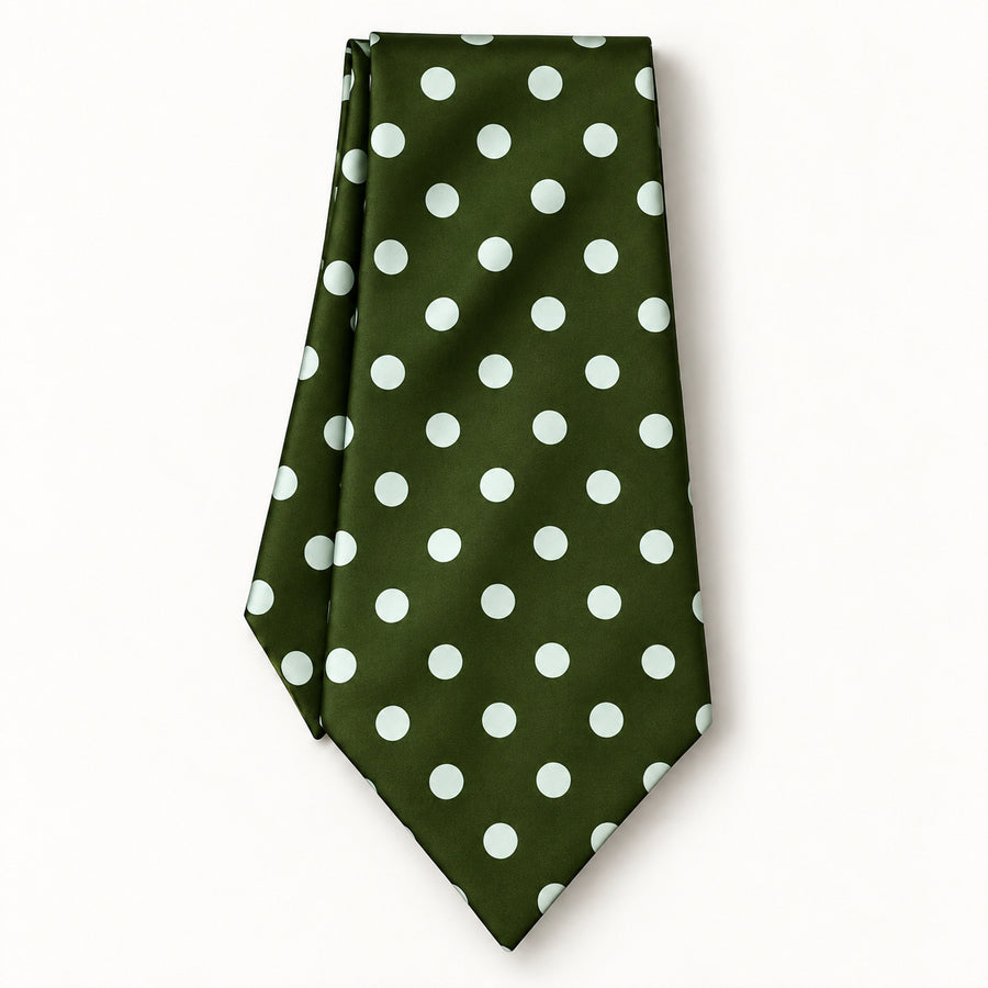 Forest Polka Silk Ascot — Long folded presentation