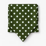 Forest Polka Silk Ascot — Compact folded display
