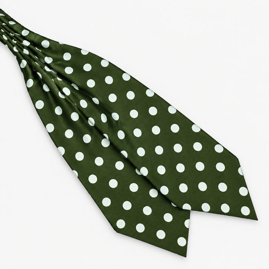 Forest Polka Silk Ascot — Diagonal blade display