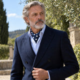 Navy Polka Silk Ascot — Navy · garden editorial