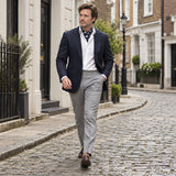 Navy Polka Silk Ascot — City walk