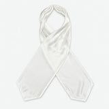 Pearl White Paradigm Silk Ascot — Crossed full-length layout