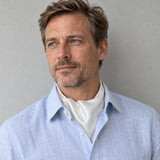 Pearl White Paradigm Silk Ascot — Shirt-only portrait