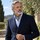 Retro Run Silk Ascot — Navy · garden editorial