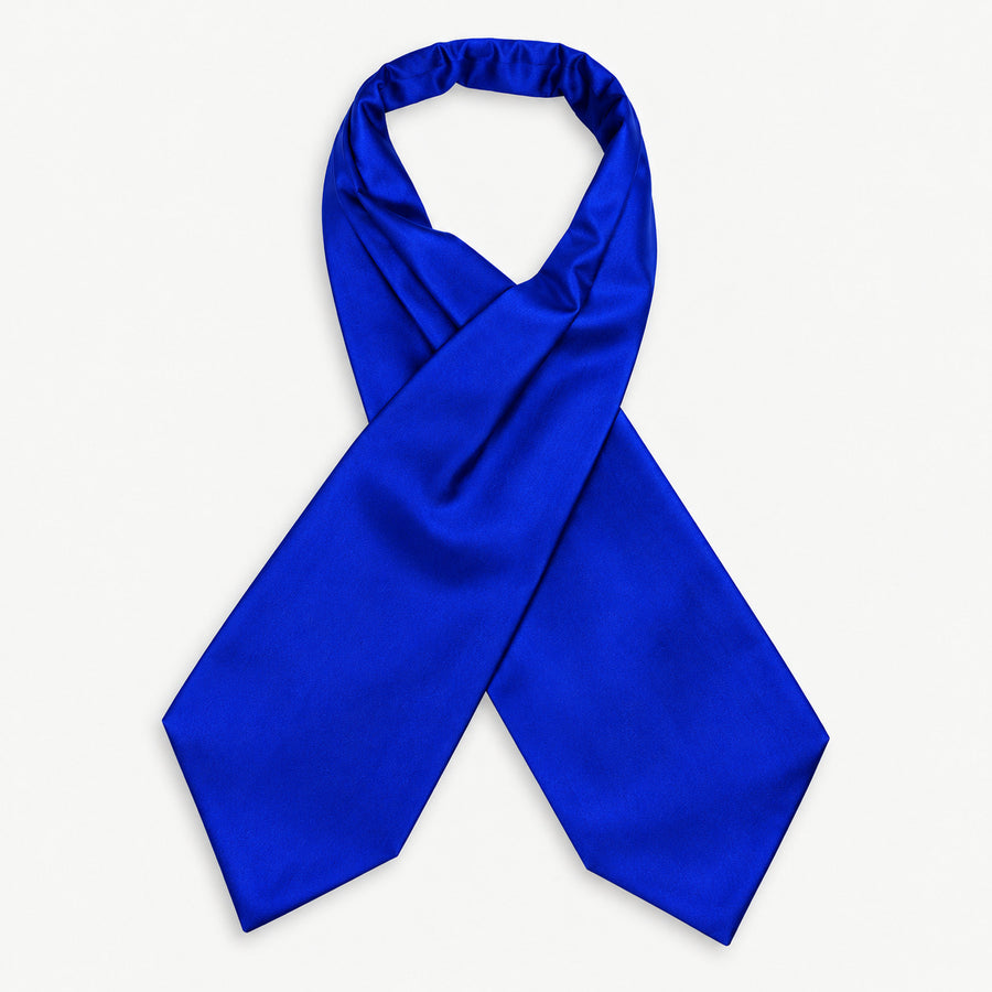 Royal Blue Silk Men Ascot — Crossed full-length layout