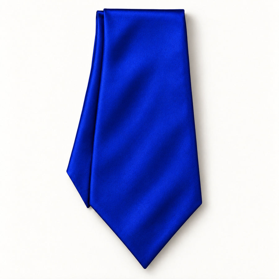 Royal Blue Silk Men Ascot — Long folded presentation