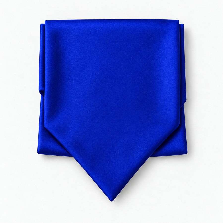 Royal Blue Silk Men Ascot — Compact folded display