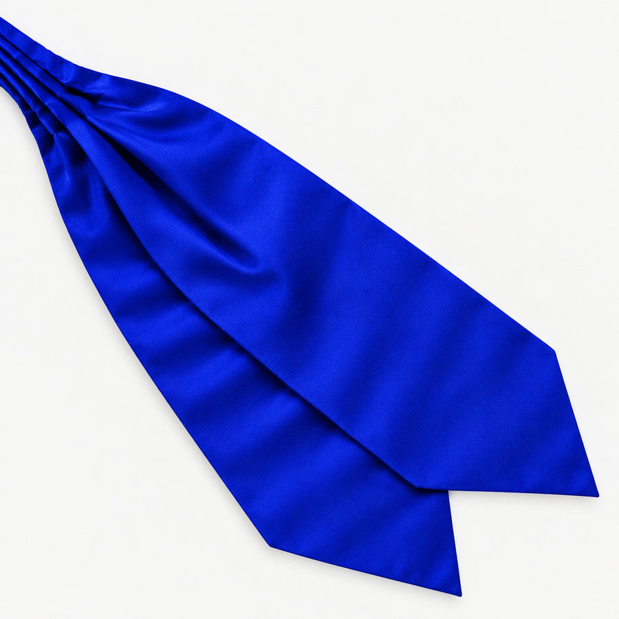 Royal Blue Silk Men Ascot — Diagonal blade display