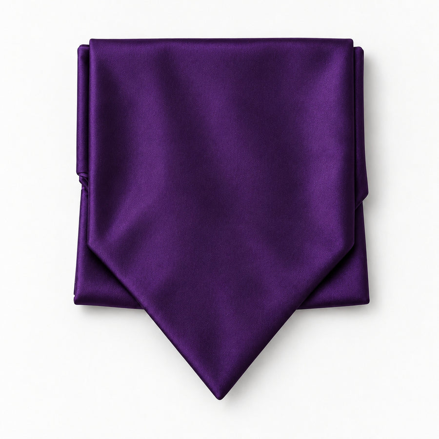 Royal Purple Men Silk Ascot — Compact folded display