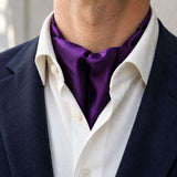 Royal Purple Men Silk Ascot — Navy · soft knot detail