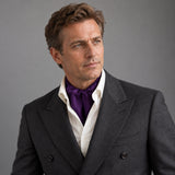 Royal Purple Men Silk Ascot — Charcoal · studio portrait