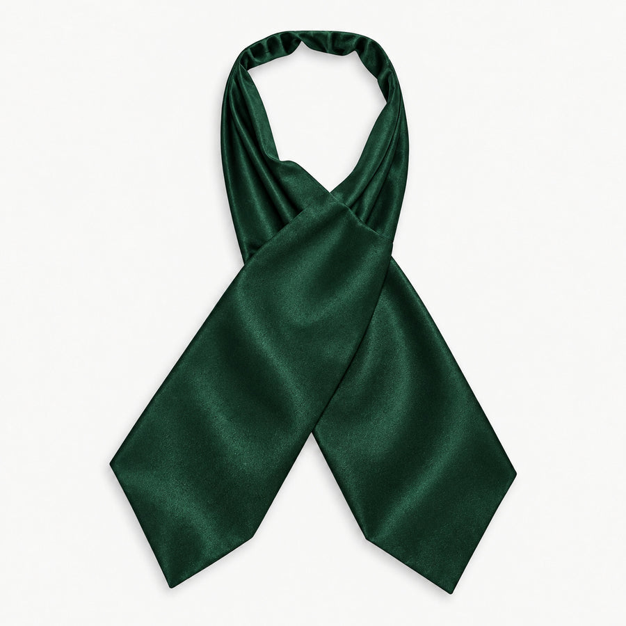 Deep Green Silk Men's Ascot — Crossed full-length layout