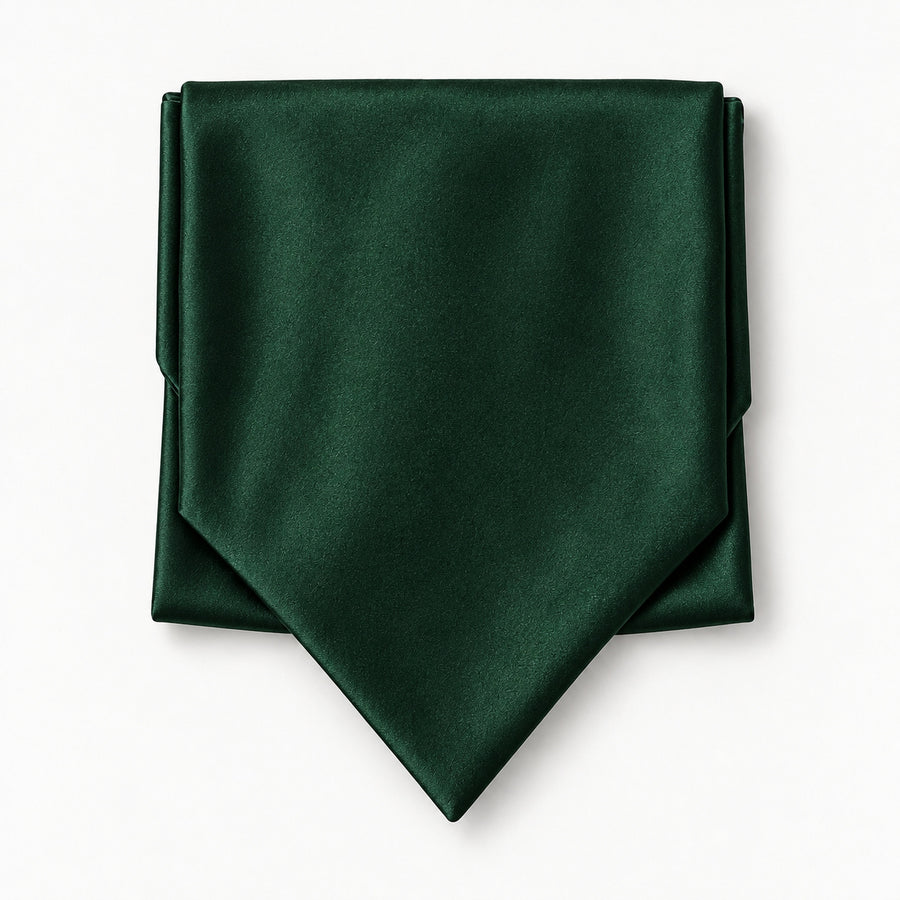 Deep Green Silk Men's Ascot — Compact folded display