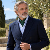 Deep Green Silk Men's Ascot — Navy · garden editorial