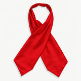 Valentine Red Silk Men's Ascot — Crossed full-length layout