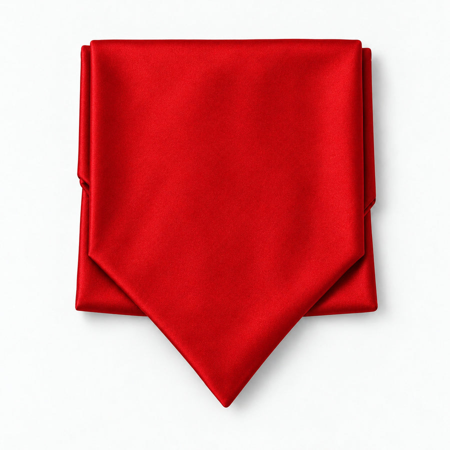 Valentine Red Silk Men's Ascot — Compact folded display
