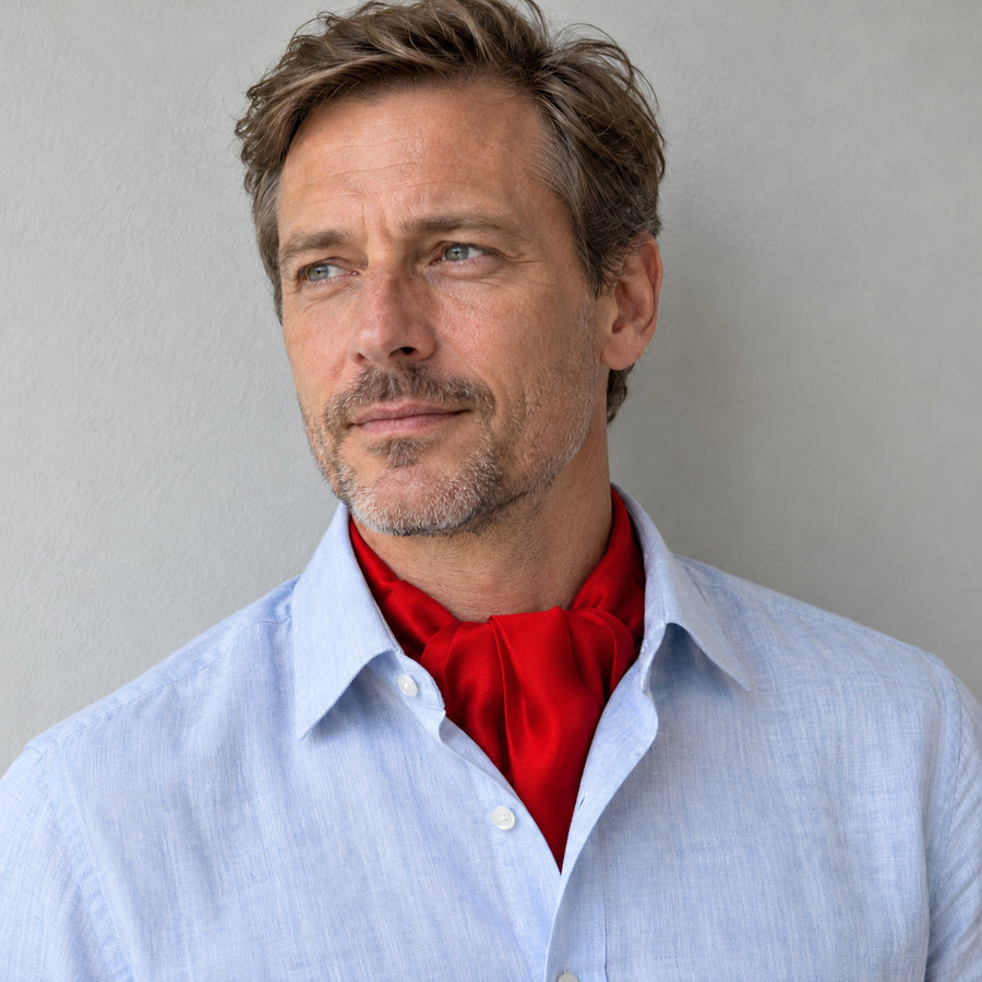 Valentine Red Silk Men's Ascot — Shirt-only portrait