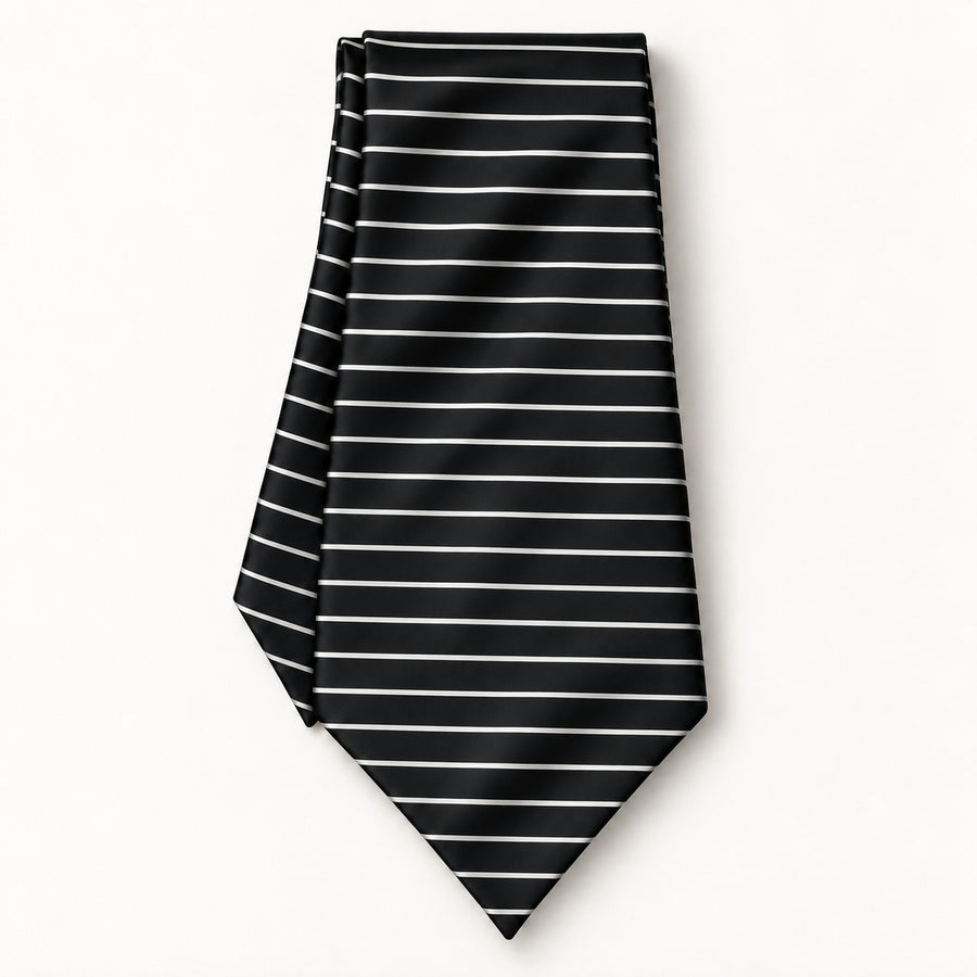 White Cane Crow Silk Ascot — Long folded presentation