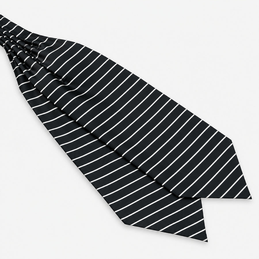 White Cane Crow Silk Ascot — Diagonal blade display