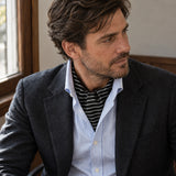 White Cane Crow Silk Ascot — Window light portrait