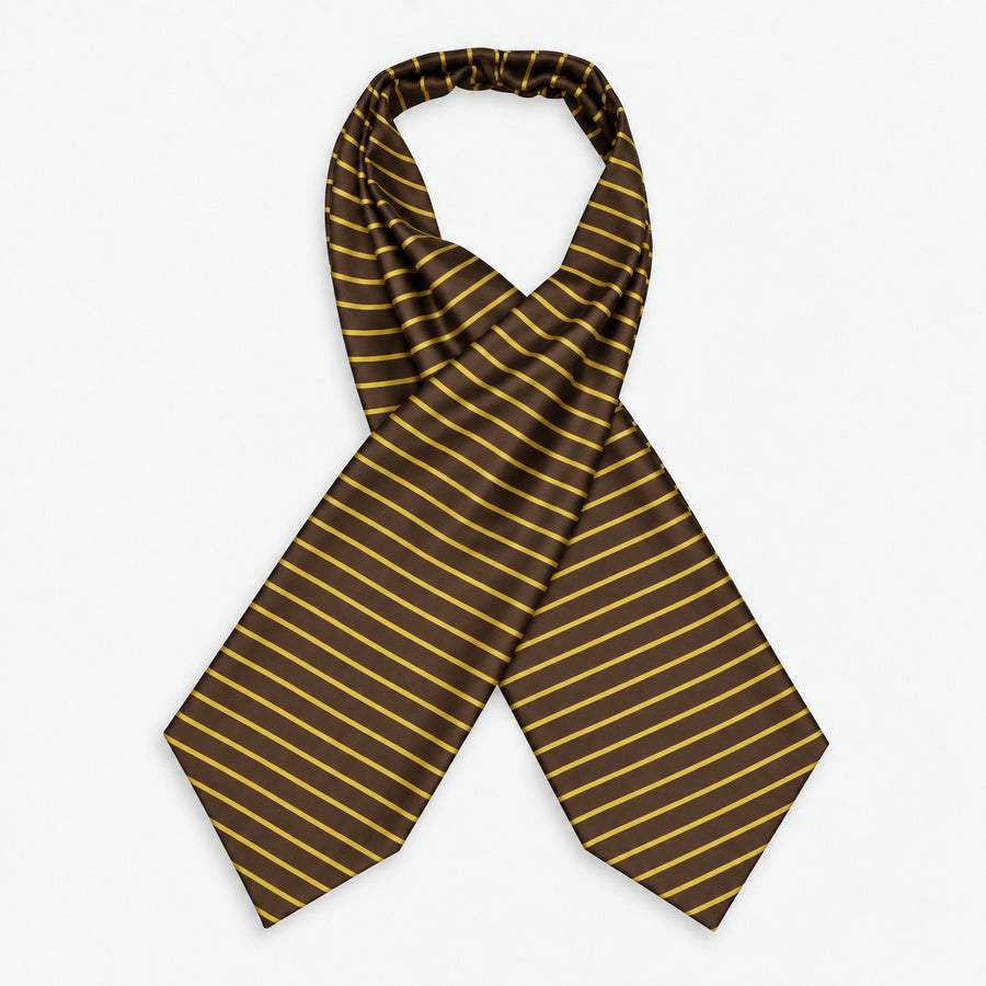 Yellow Cane Hazel Silk Ascot — Crossed full-length layout