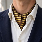 Yellow Cane Hazel Silk Ascot — Navy · soft knot detail