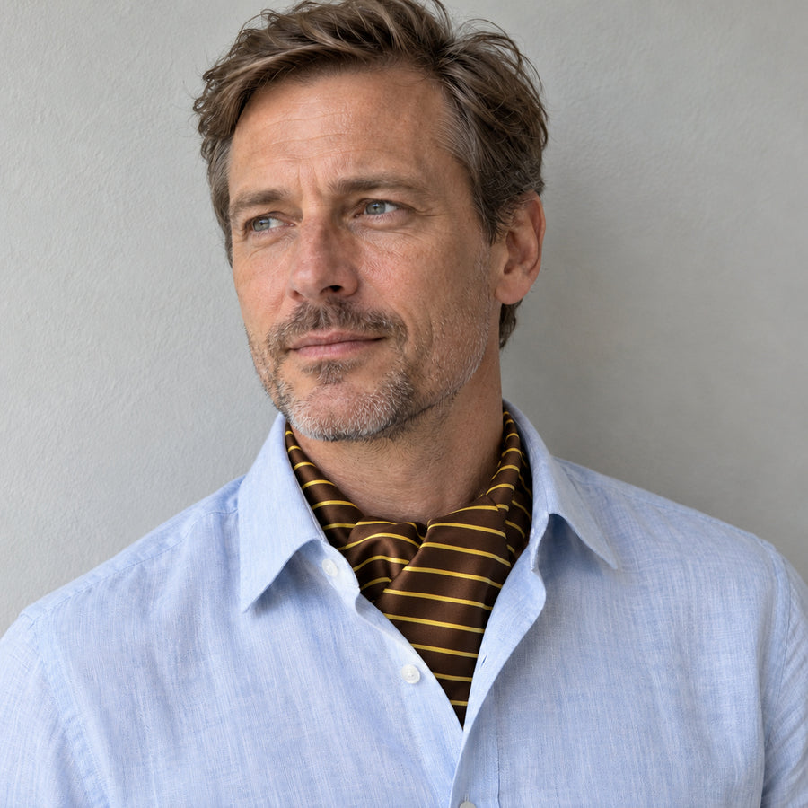 Yellow Cane Hazel Silk Ascot — Shirt-only portrait