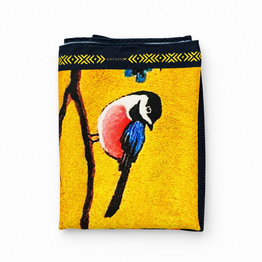 Morning Bird pocket square — folded product.