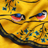 Morning Bird pocket square — fabric and design close-up.