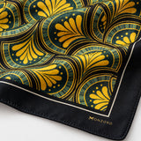 Mustard Botanical pocket square — fabric and design close-up.
