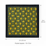 Mustard Botanical pocket square — size guide.