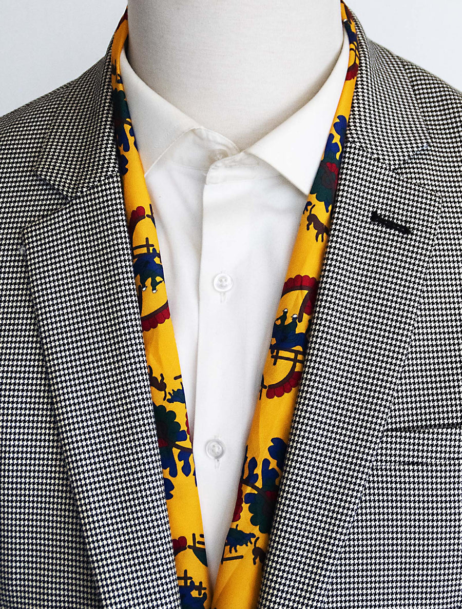 Mustard Paisley and Floral - Silk Men Scarves - Silk Scarves | Monzoro Pakistan