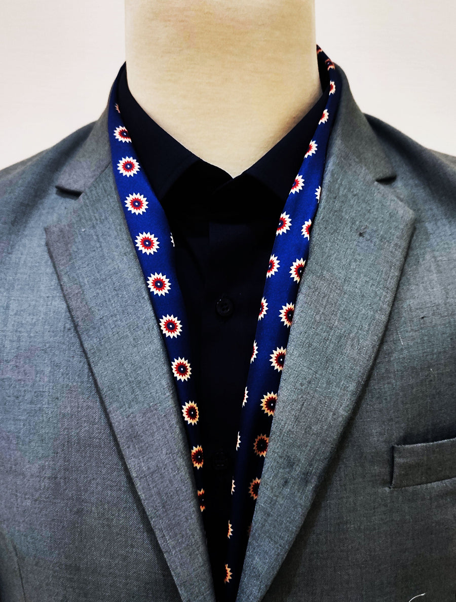 Navy Blue & Gold Reversible - Silk Men Scarves - Silk Scarves | Monzoro Pakistan