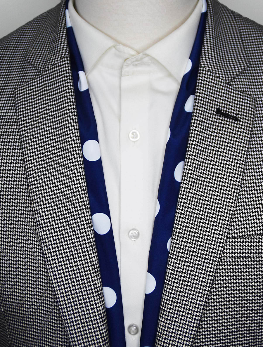 Navy Polka - Silk Men Scarves - Silk Scarves | Monzoro Pakistan