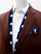 Navy Polka Silk Scarf & Pocket Square Set - Combo Sets | Monzoro Pakistan