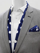 Navy Polka Silk Scarf & Pocket Square Set - Combo Sets | Monzoro Pakistan