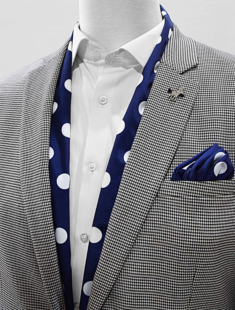 Navy Polka Silk Scarf Set - Combo Sets | Monzoro Pakistan