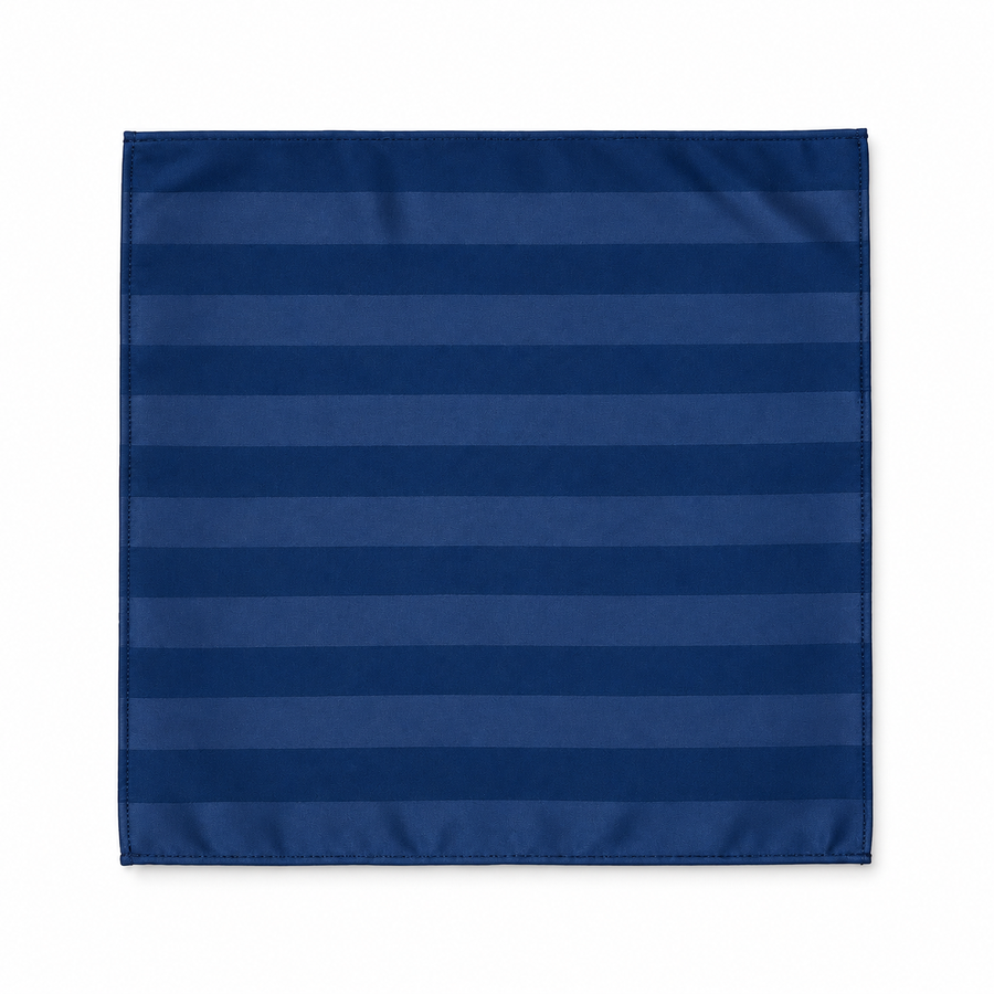 Navy Sateen Stripe Silk Pocket Square — product photograph 10
