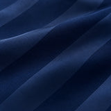 Navy Sateen Stripe Silk Tie — Fabric design and weave close-up
