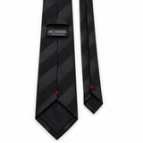 Noir Shadow Stripe Silk Tie — Rear tipping and construction