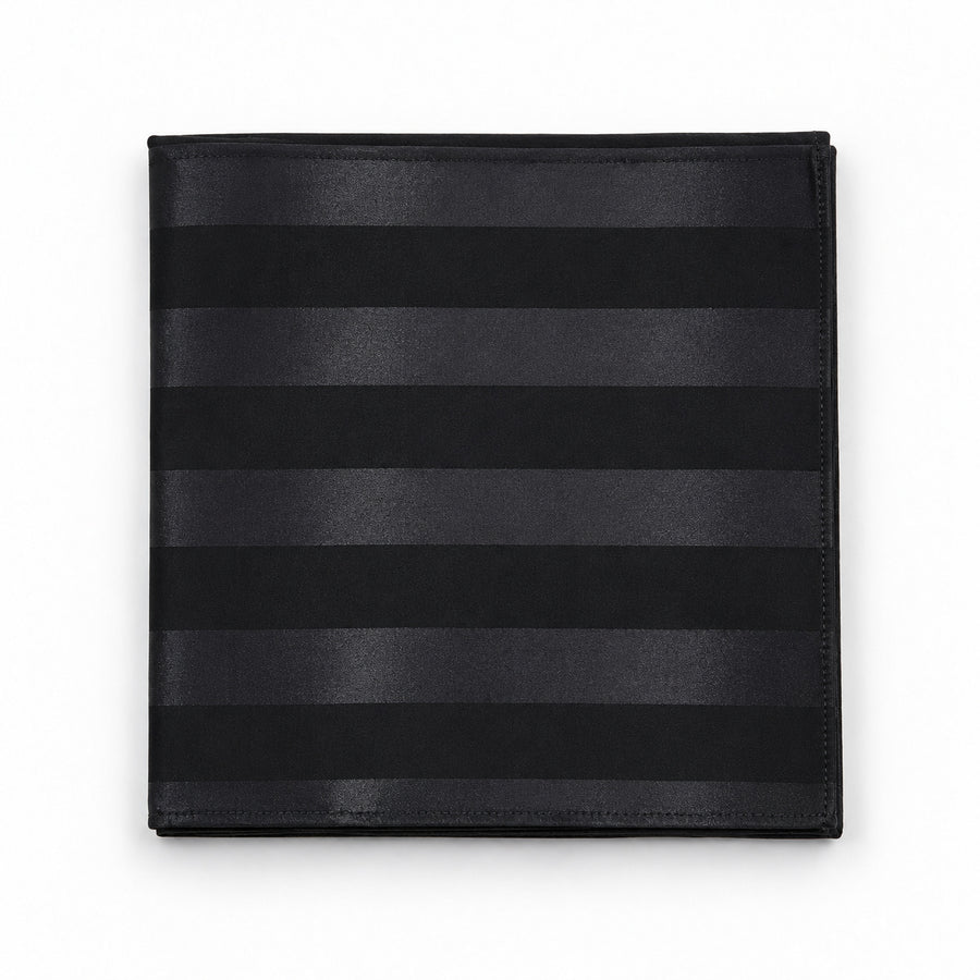 Noir Shadow Striped Silk Pocket Square — Folded product