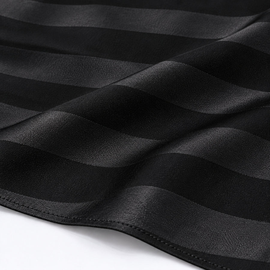 Noir Shadow Striped Silk Pocket Square — Fabric and design close-up