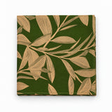 Olive Laurel Leaf Silk Pocket Square — folded product.