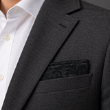 Onyx Damask Scroll Silk Pocket Square — product photograph 4