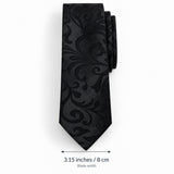 Onyx Damask Scroll Silk Tie blade width guide — 3.15 inches / 8 cm