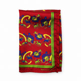 Maroon Paisley and Floral pocket square — folded product.