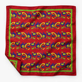 Maroon Paisley and Floral pocket square — unfolded studio detail.